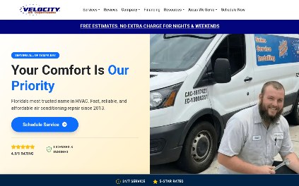 Velocity Air Conditioning Website Design